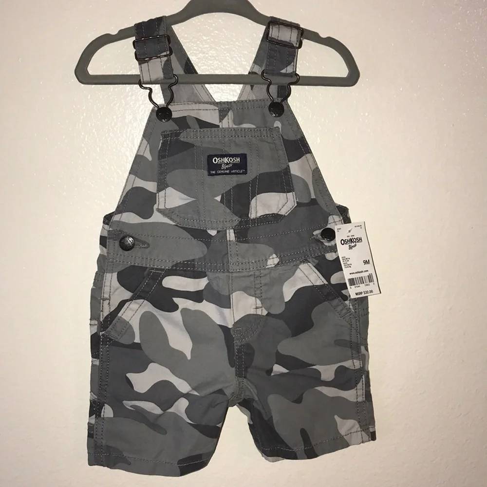 NWT Oshkosh B’Gosh Camo Short-Overalls